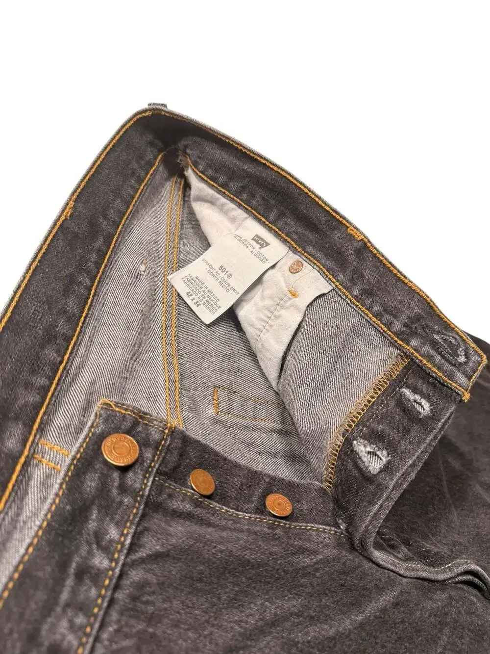 Levi's 501 Original Fit Straight Leg Button Fly Black Jeans Size 42x34